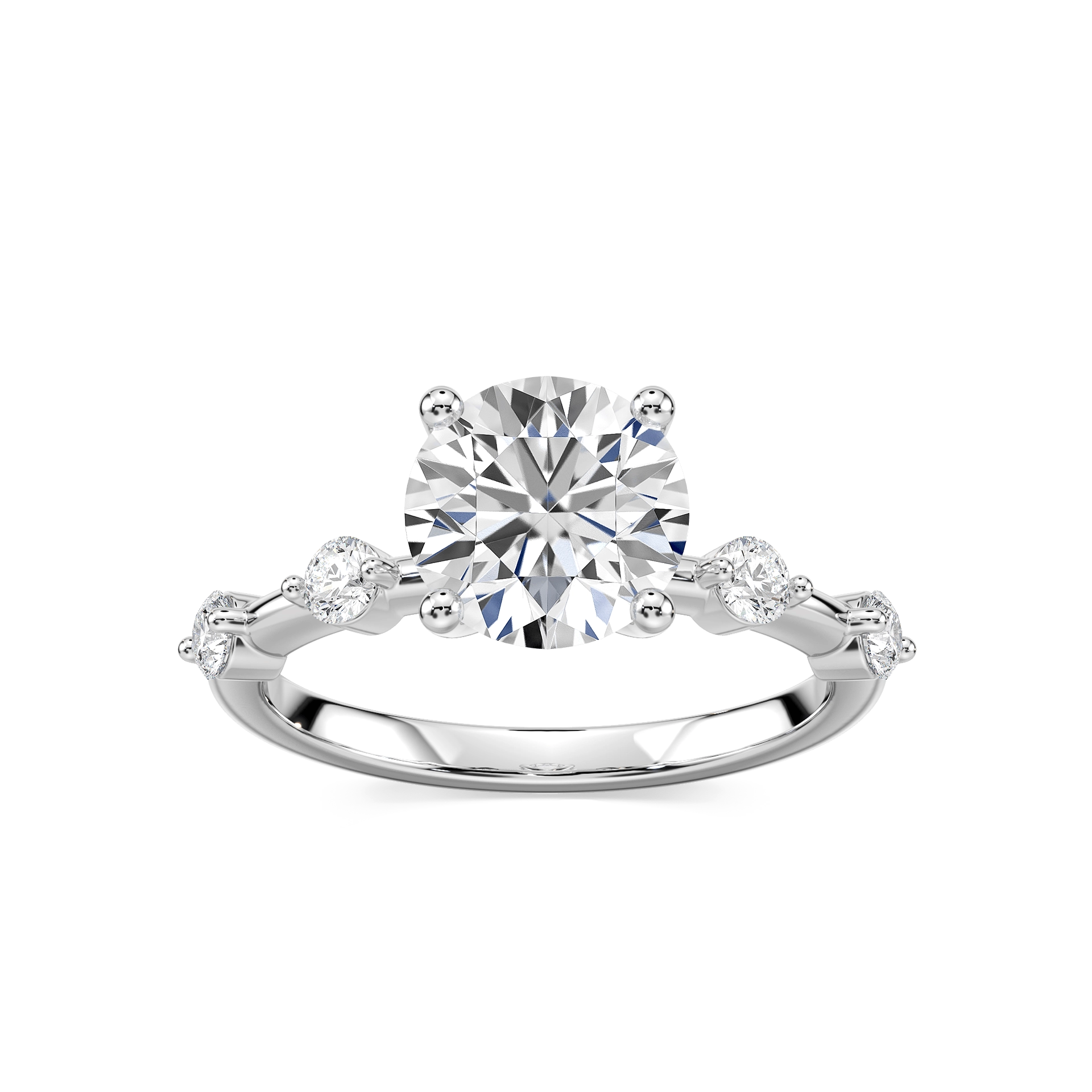 Leah Round Lab Grown Diamond SpacedSide Stone Engagement Ring