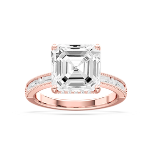 Rhianna Asscher Lab Grown Diamond Milgrain Channel Hidden Halo Engagement Ring