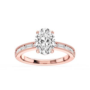 Rhianna Oval Lab Grown Diamond Milgrain Channel Hidden Halo Engagement Ring