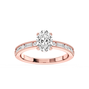 Rhianna Oval Lab Grown Diamond Milgrain Channel Hidden Halo Engagement Ring