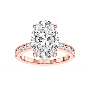 Rhianna Oval Lab Grown Diamond Milgrain Channel Hidden Halo Engagement Ring