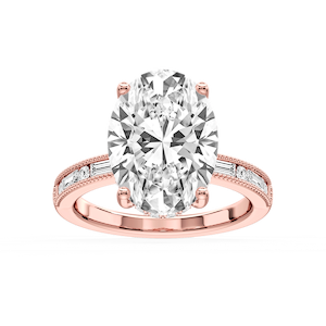 Rhianna Oval Lab Grown Diamond Milgrain Channel Hidden Halo Engagement Ring