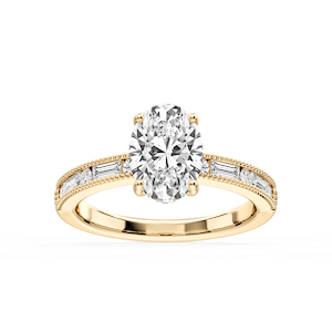 Rhianna Oval Lab Grown Diamond Milgrain Channel Hidden Halo Engagement Ring