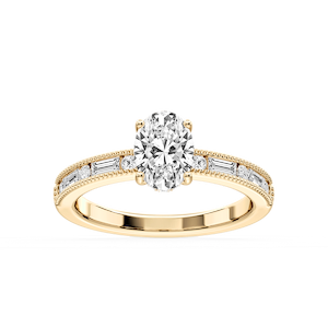 Rhianna Oval Lab Grown Diamond Milgrain Channel Hidden Halo Engagement Ring