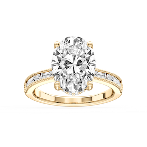 Rhianna Oval Lab Grown Diamond Milgrain Channel Hidden Halo Engagement Ring