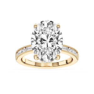Rhianna Oval Lab Grown Diamond Milgrain Channel Hidden Halo Engagement Ring