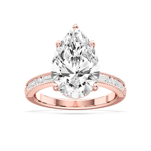 Rhianna Pear Lab Grown Diamond Milgrain Channel Hidden Halo Engagement Ring