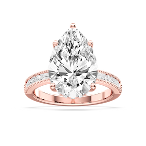 Rhianna Pear Lab Grown Diamond Milgrain Channel Hidden Halo Engagement Ring