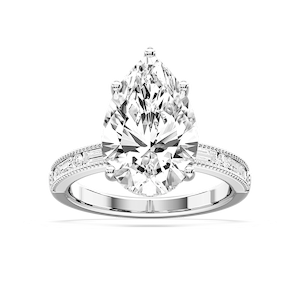 Rhianna Pear Lab Grown Diamond Milgrain Channel Hidden Halo Engagement Ring