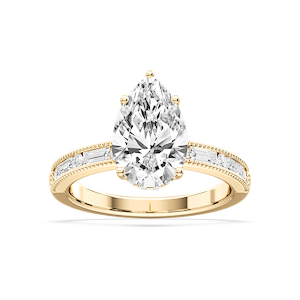 Rhianna Pear Lab Grown Diamond Milgrain Channel Hidden Halo Engagement Ring