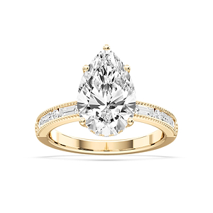 Rhianna Pear Lab Grown Diamond Milgrain Channel Hidden Halo Engagement Ring