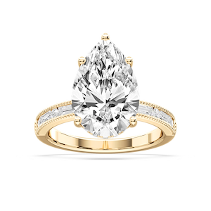 Rhianna Pear Lab Grown Diamond Milgrain Channel Hidden Halo Engagement Ring