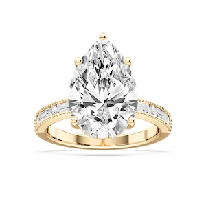 Rhianna Pear Lab Grown Diamond Milgrain Channel Hidden Halo Engagement Ring