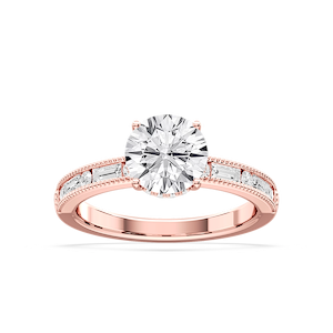 Rhianna Round Lab Grown Diamond Milgrain Channel Hidden Halo Engagement Ring