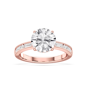 Rhianna Round Lab Grown Diamond Milgrain Channel Hidden Halo Engagement Ring