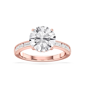 Rhianna Round Lab Grown Diamond Milgrain Channel Hidden Halo Engagement Ring