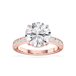 Rhianna Round Lab Grown Diamond Milgrain Channel Hidden Halo Engagement Ring