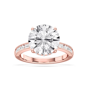 Rhianna Round Lab Grown Diamond Milgrain Channel Hidden Halo Engagement Ring