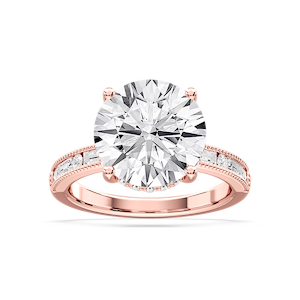 Rhianna Round Lab Grown Diamond Milgrain Channel Hidden Halo Engagement Ring