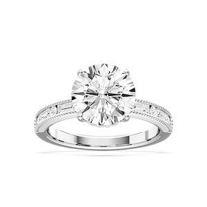Rhianna Round Lab Grown Diamond Milgrain Channel Hidden Halo Engagement Ring
