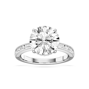 Rhianna Round Lab Grown Diamond Milgrain Channel Hidden Halo Engagement Ring