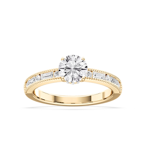 Rhianna Round Lab Grown Diamond Milgrain Channel Hidden Halo Engagement Ring