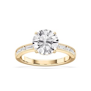 Rhianna Round Lab Grown Diamond Milgrain Channel Hidden Halo Engagement Ring