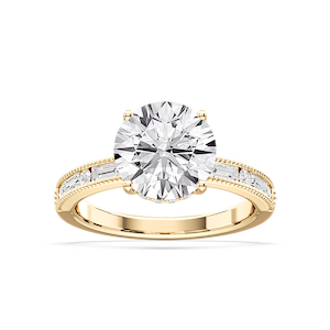 Rhianna Round Lab Grown Diamond Milgrain Channel Hidden Halo Engagement Ring