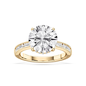 Rhianna Round Lab Grown Diamond Milgrain Channel Hidden Halo Engagement Ring