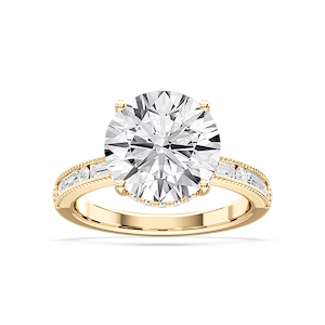 Rhianna Round Lab Grown Diamond Milgrain Channel Hidden Halo Engagement Ring