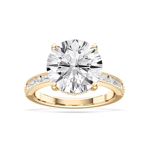 Rhianna Round Lab Grown Diamond Milgrain Channel Hidden Halo Engagement Ring