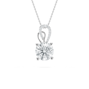 3 ctw Round Lab Grown Diamond Ornate Bail Pendant - 18 Inches