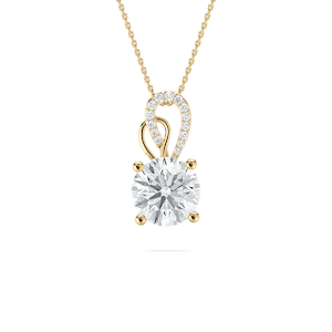 3 ctw Round Lab Grown Diamond Ornate Bail Pendant - 18 Inches