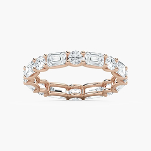 Amari Emerald and Round Lab Grown Diamond U Prong Set Eternity Band