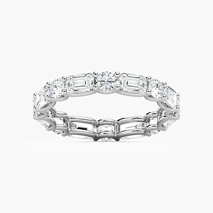 Amari Emerald and Round Lab Grown Diamond U Prong Set Eternity Band