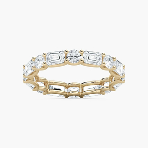 Amari Emerald and Round Lab Grown Diamond U Prong Set Eternity Band