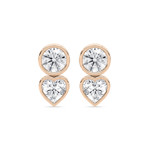 4 ctw Round and Heart Lab Grown Diamond Bezel Stud Earrings