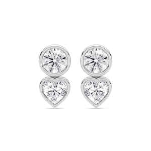 4 ctw Round and Heart Lab Grown Diamond Bezel Stud Earrings