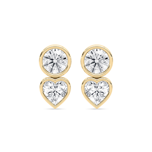 4 ctw Round and Heart Lab Grown Diamond Bezel Stud Earrings