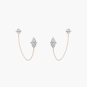 1/3 ctw Round and Marquise Lab Grown Diamond Chain Dangle Earrings