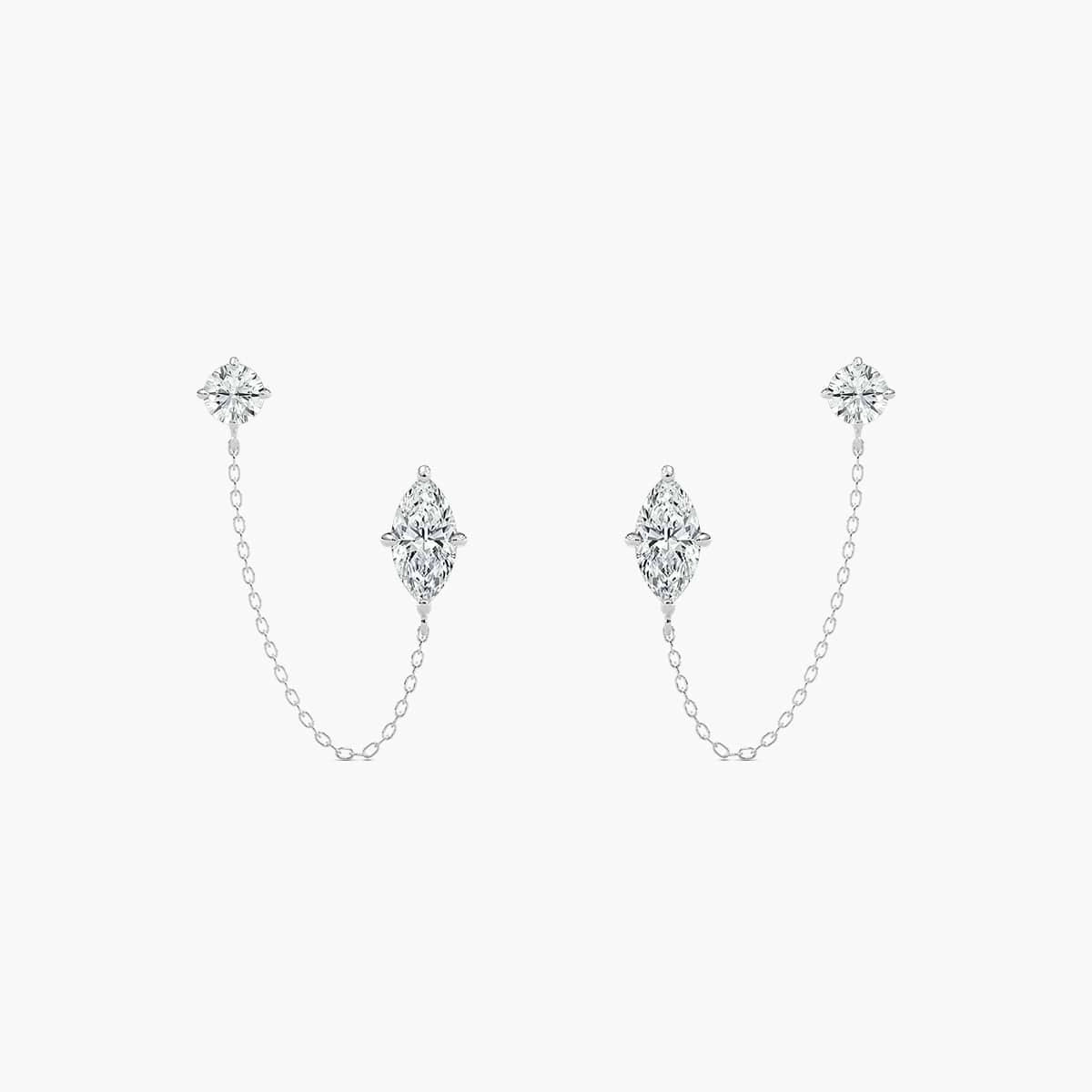 1/3 ctw Round and Marquise Lab Grown Diamond Chain Dangle Earrings