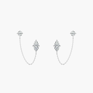 1/3 ctw Round and Marquise Lab Grown Diamond Chain Dangle Earrings