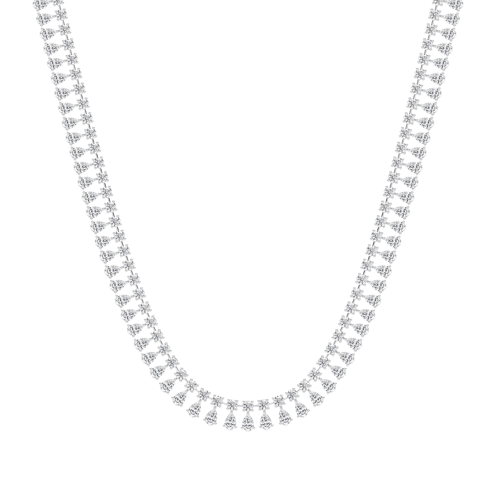 39 ¾ ctw Round and Pear Lab Grown Diamond Tennis Necklace - 18 Inches - Signature Collection