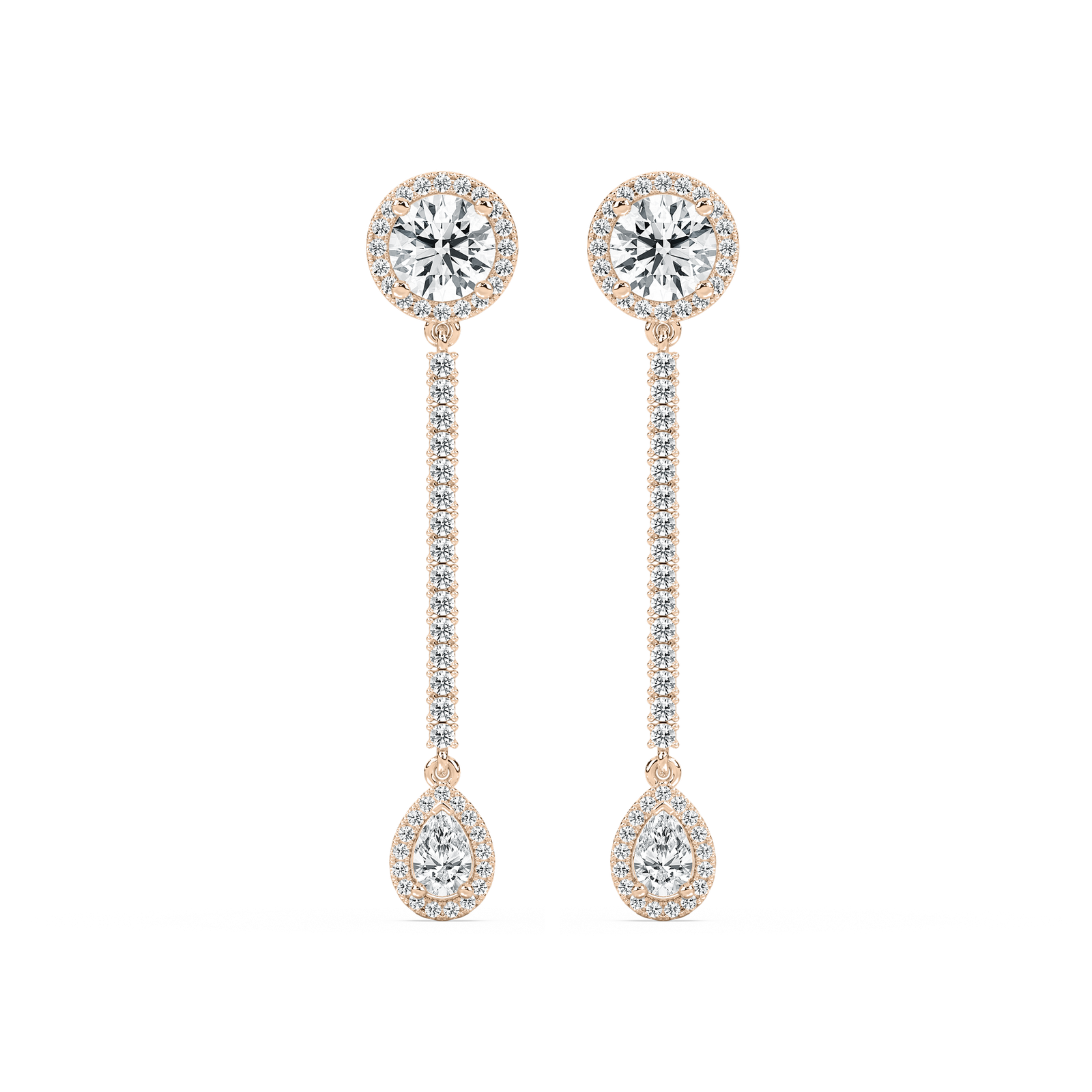 3 ⅓ ctw Round and Pear Lab Grown Diamond Halo Drop Earrings