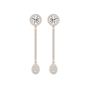 3 ⅓ ctw Round and Pear Lab Grown Diamond Halo Drop Earrings