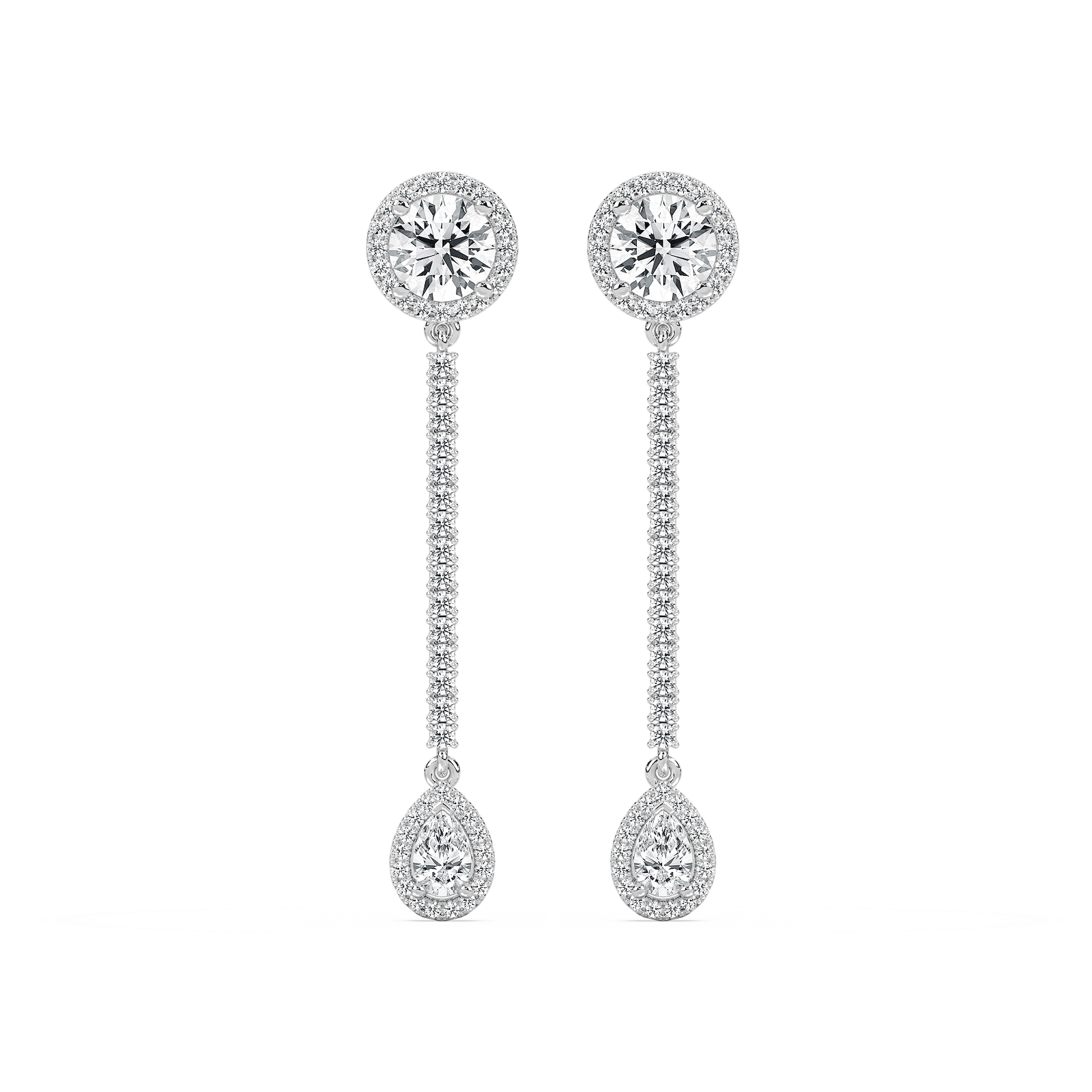 3 ⅓ ctw Round and Pear Lab Grown Diamond Halo Drop Earrings
