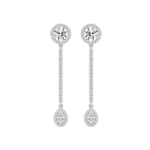 3 ⅓ ctw Round and Pear Lab Grown Diamond Halo Drop Earrings