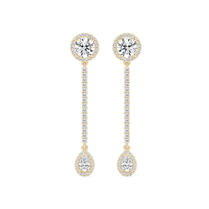 3 ⅓ ctw Round and Pear Lab Grown Diamond Halo Drop Earrings