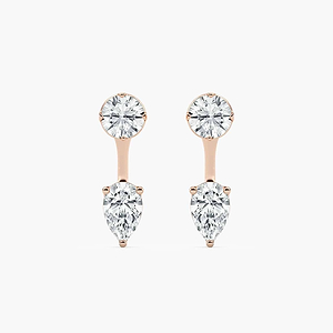 1 ctw Lab Grown Diamond Round Studs and Pear Earring Jacket Set