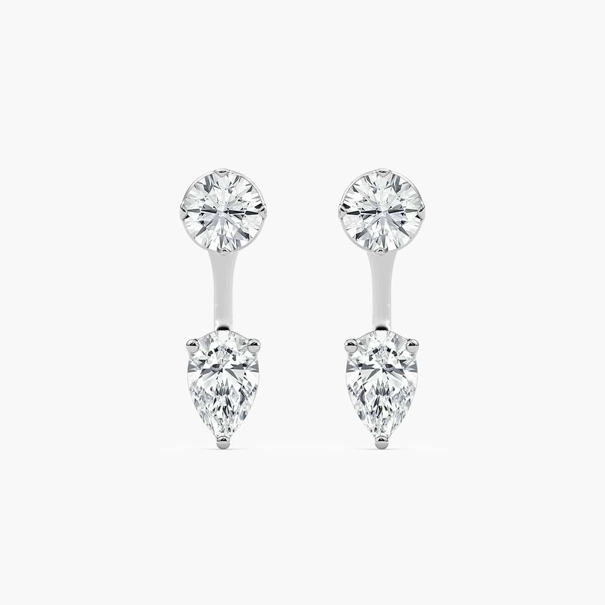 1 ctw Lab Grown Diamond Round Studs and Pear Earring Jacket Set